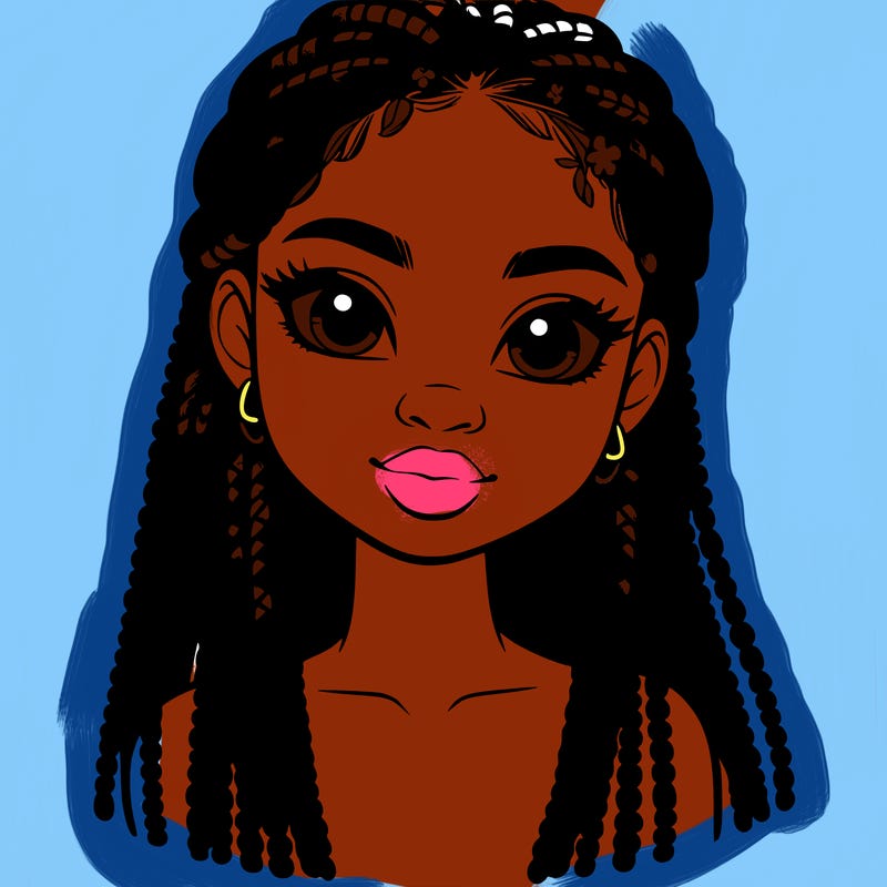 a realistic black girl with braids