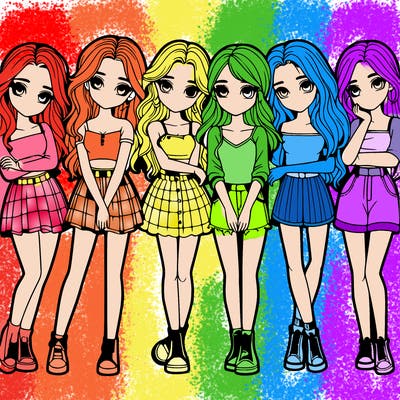 a group of girls realistic