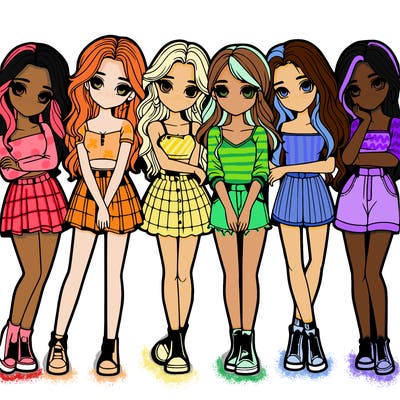 a group of girls realistic