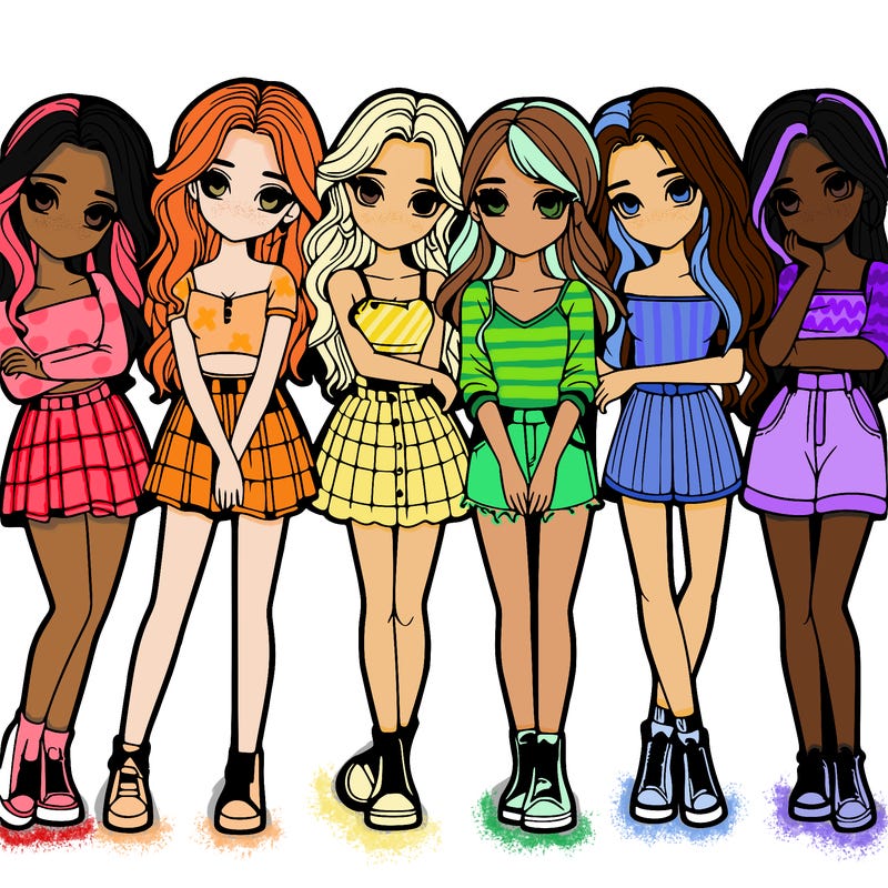 a group of girls realistic