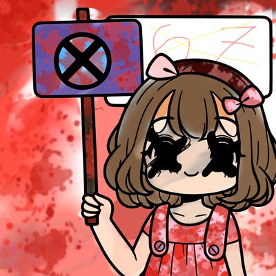 a girl with a sign