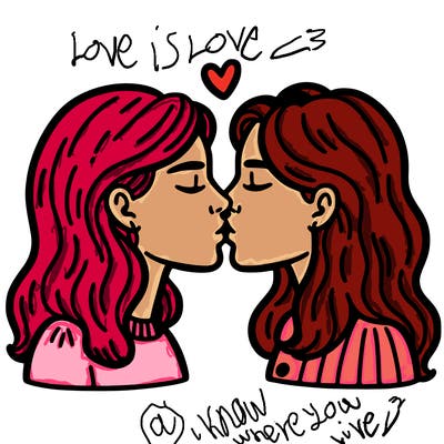 women kissin