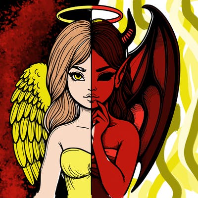 realistic angel half demon