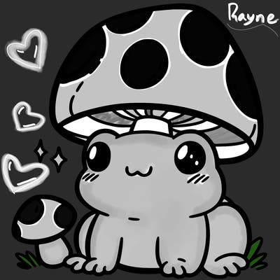a cute frog with a mushroom hat