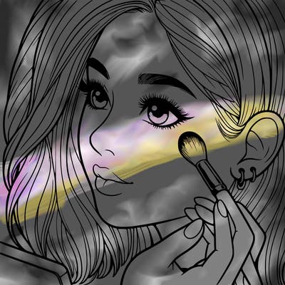 a realistic girl doing her makeup