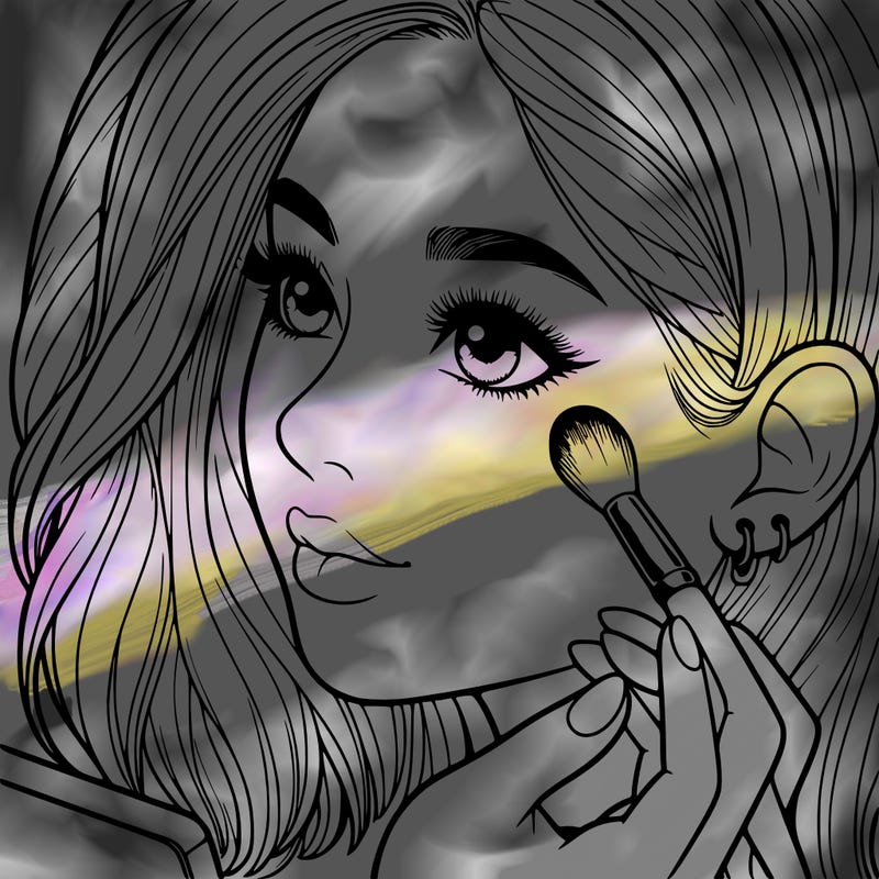 a realistic girl doing her makeup