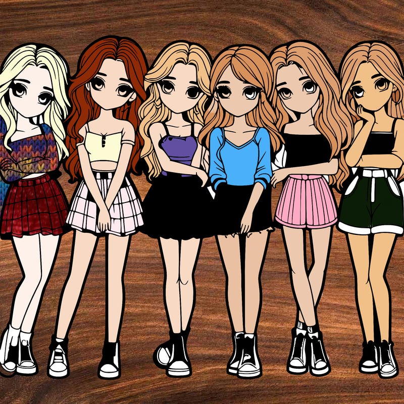 a group of girls realistic