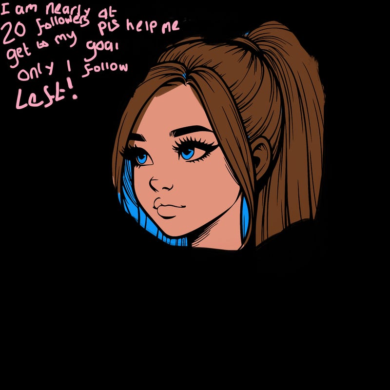 realistic girl with a high ponytail