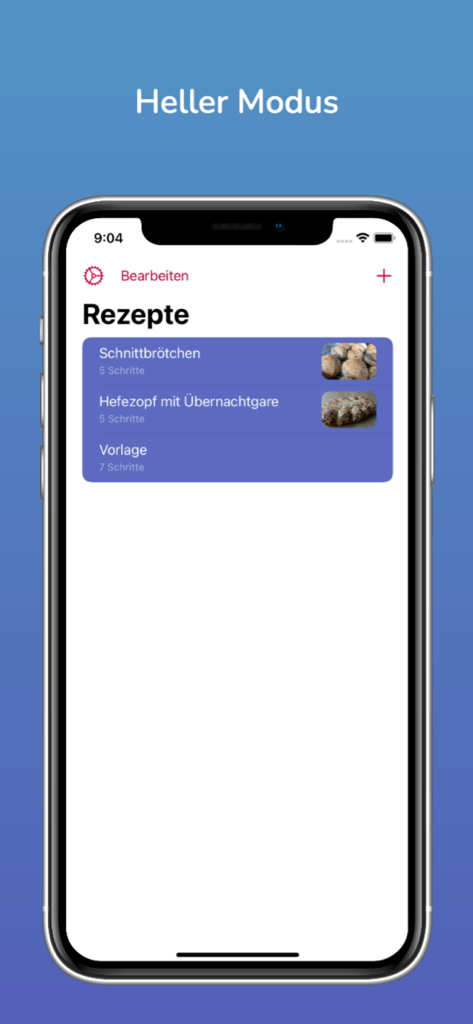 Une interface mobile pour Back App montrant une liste de recettes de pain artisanal en mode clair