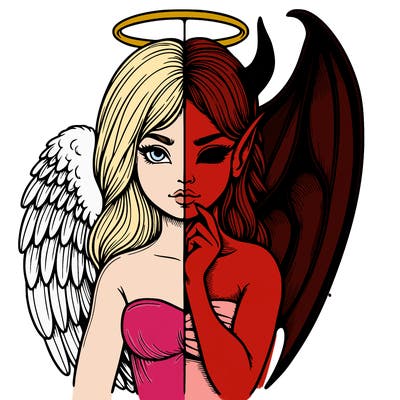 realistic angel half demon