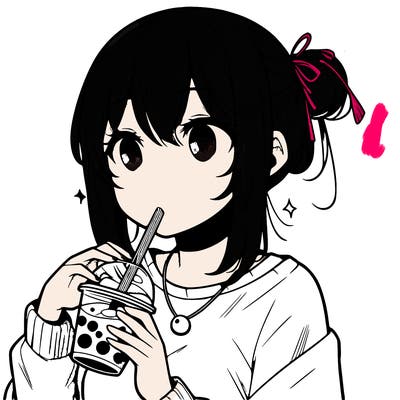 manga character drinking boba