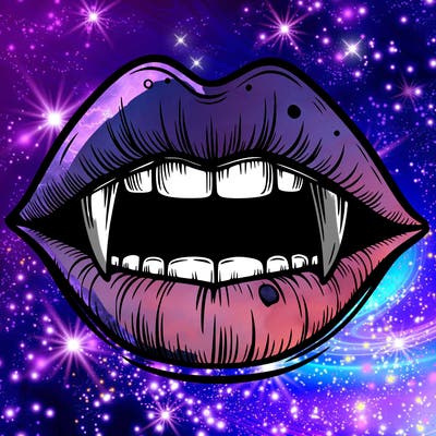 lips with vampire teeth