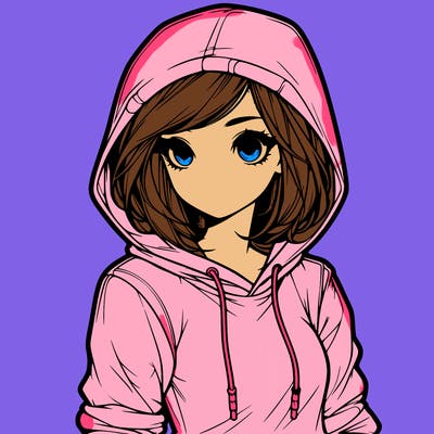 realistic girl with hoodie