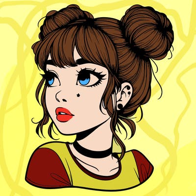 realistic girl with spacebuns