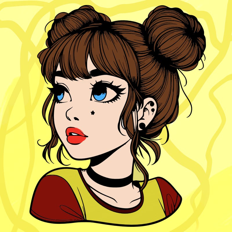 realistic girl with spacebuns