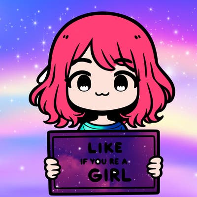 a cute girl holding a sign that says like if you’re a girl