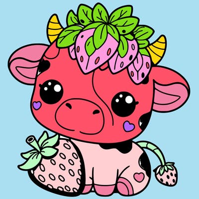 cute strawberry cow