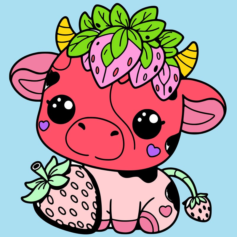 cute strawberry cow