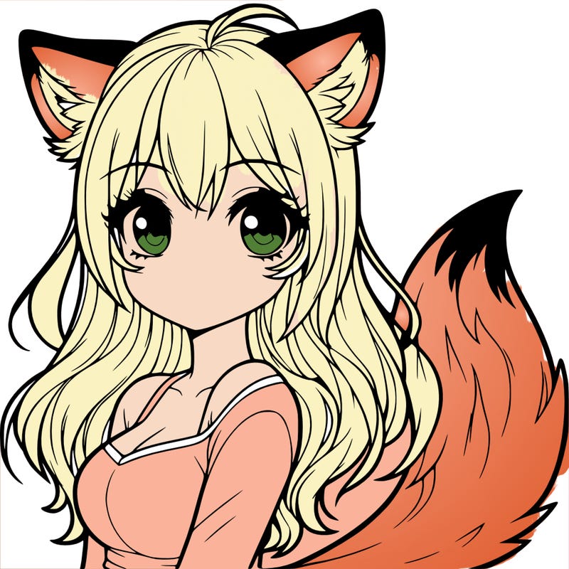 realistic looking girl with fox ears and tail