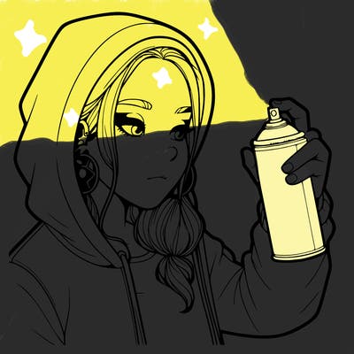 a realistic girl, spray painting