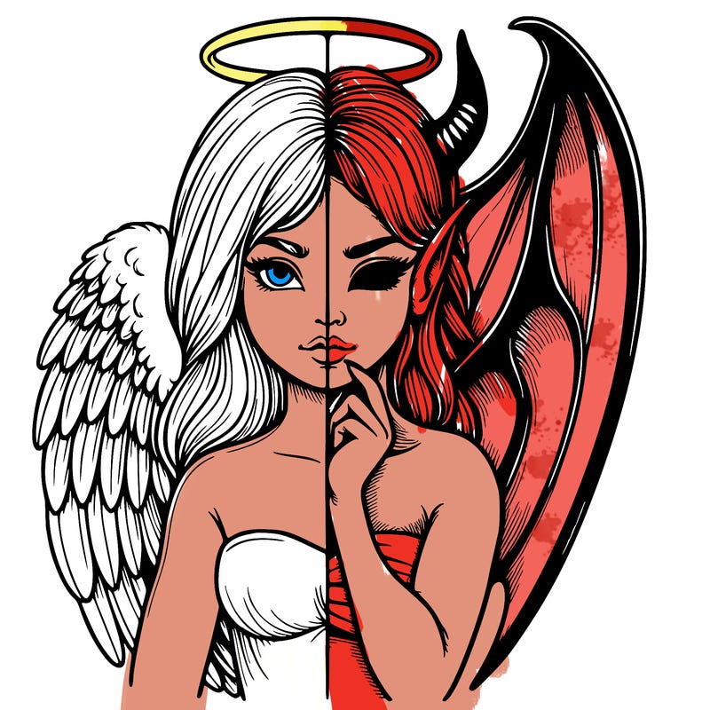 realistic angel half demon