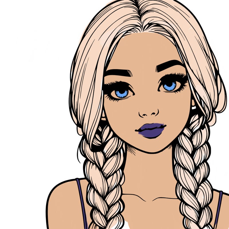 realistic girl with braids