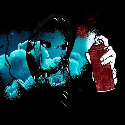 a realistic girl, spray painting