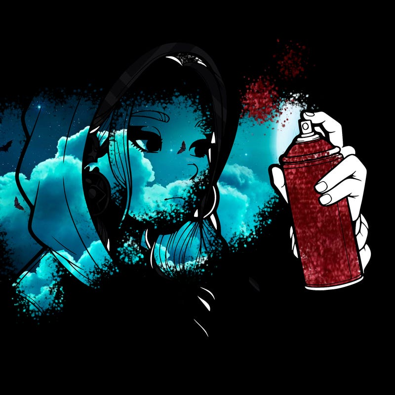 a realistic girl, spray painting