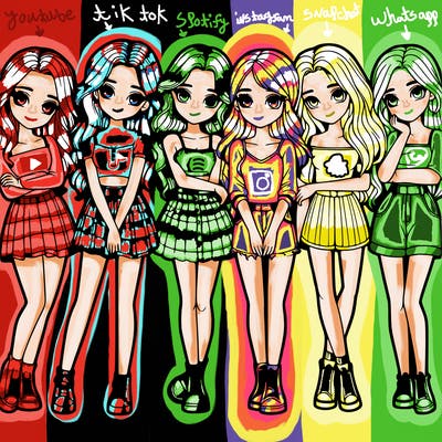 a group of girls realistic