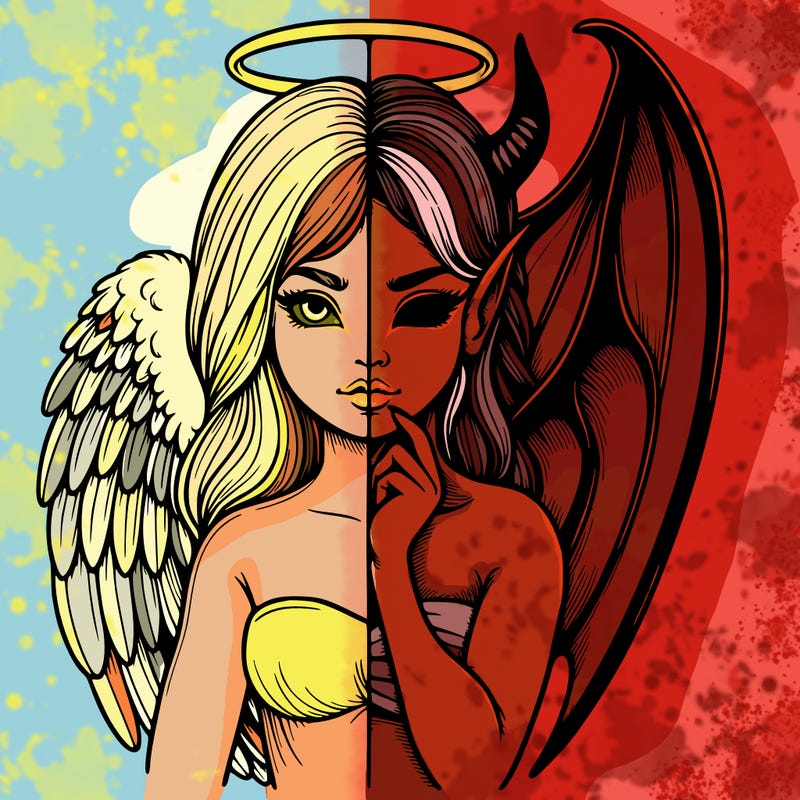 realistic angel half demon