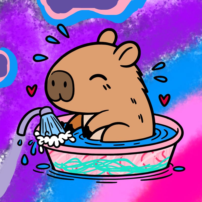 capybara taking a bath
