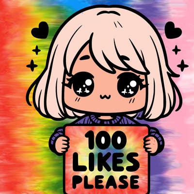 cute girl holding a sign saying 100 likes please
