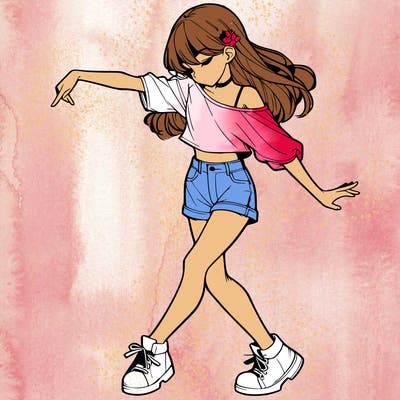 realistic girl danceing