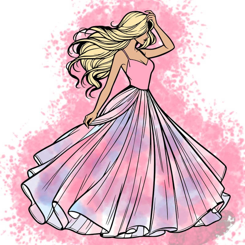 realistic woman with dress flowing in the wind