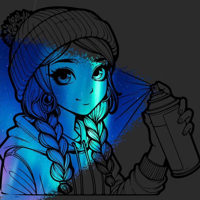 realistic girl spray painting