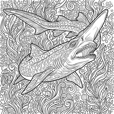 Explore the enigmatic beauty of the deep sea with this captivating Goblin Shark coloring page designed for adults. Its intricate details and unique subject matter promise hours of engaging, mindful creativity.