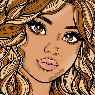 beautiful realistic girl close up to the camera with wavy hair,