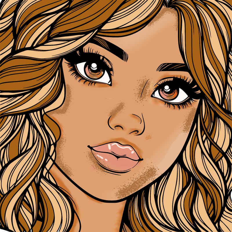 beautiful realistic girl close up to the camera with wavy hair,