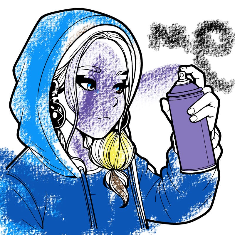 a realistic girl, spray painting