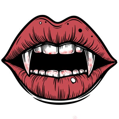 lips with vampire teeth