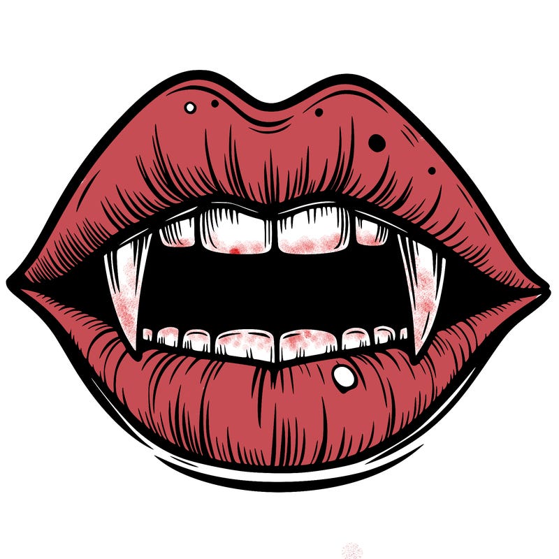lips with vampire teeth