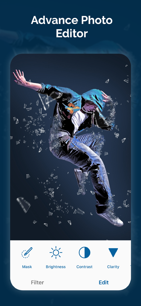 Mobile screen showing advanced photo editing tools in the Background Erase.r app