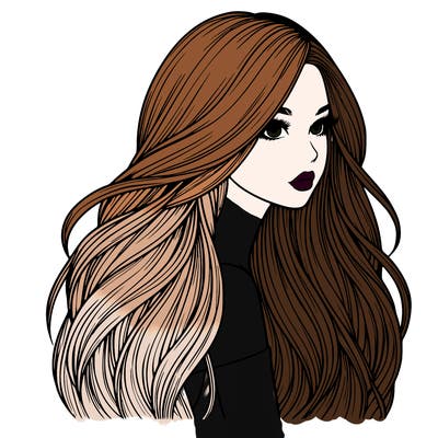 realistic girl with long realistic hair