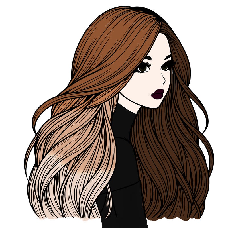realistic girl with long realistic hair