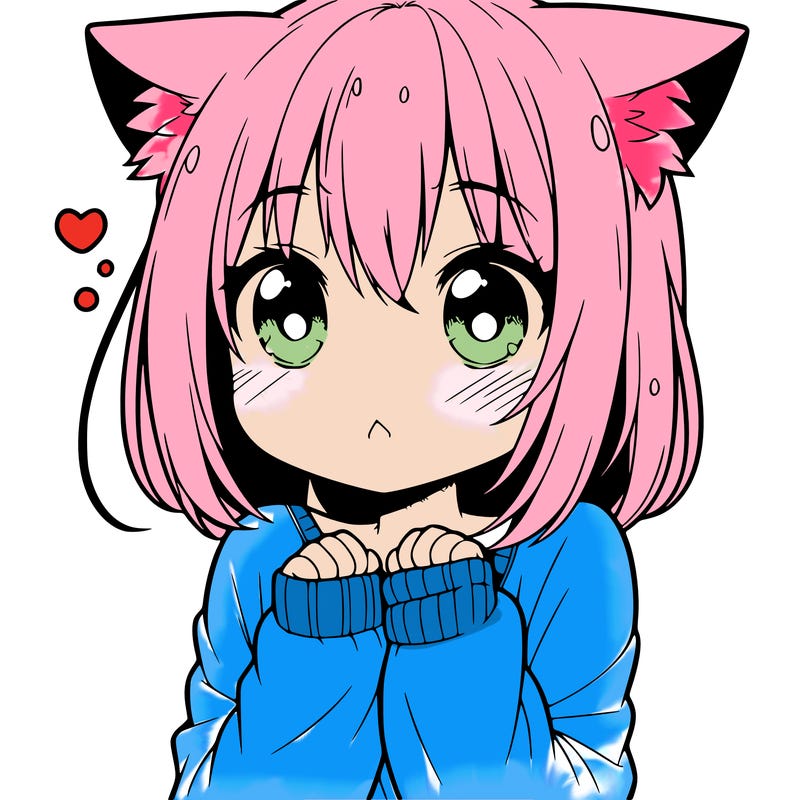 shy anime catgirl
