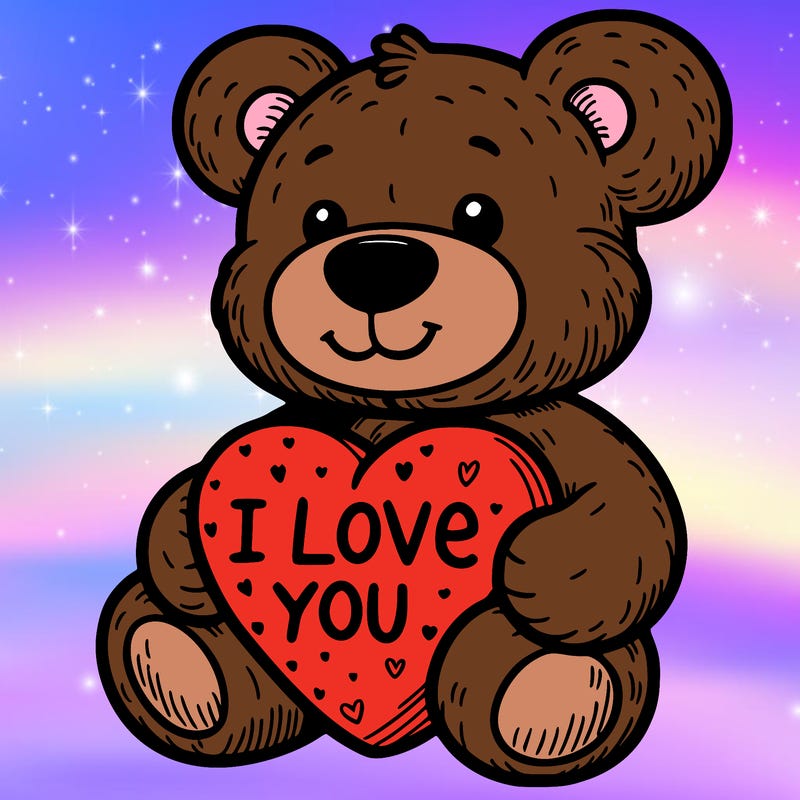 teddy bear holding an i love you heart