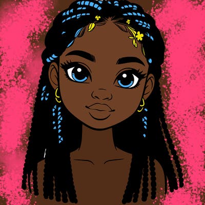 a realistic black girl with braids