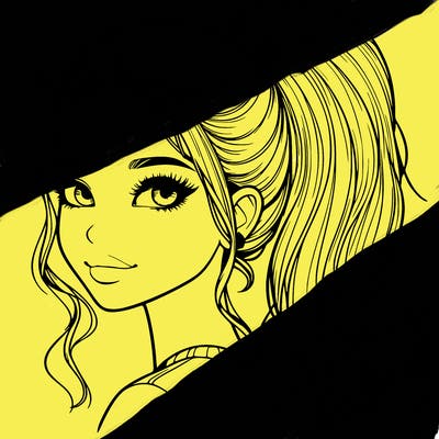 realistic girl with a high ponytail