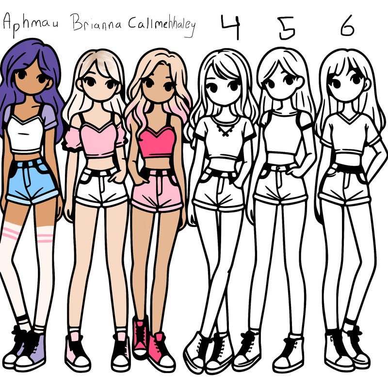 a group of girls wearing crop tops and shorts