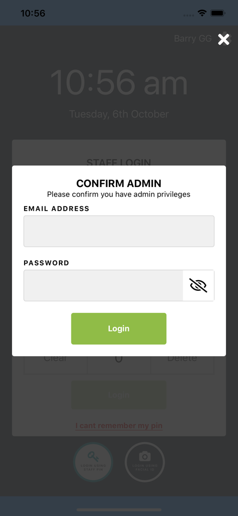 Gig Grafter Punch Clock - Gig Grafter Punch Clock admin login confirmation screen
